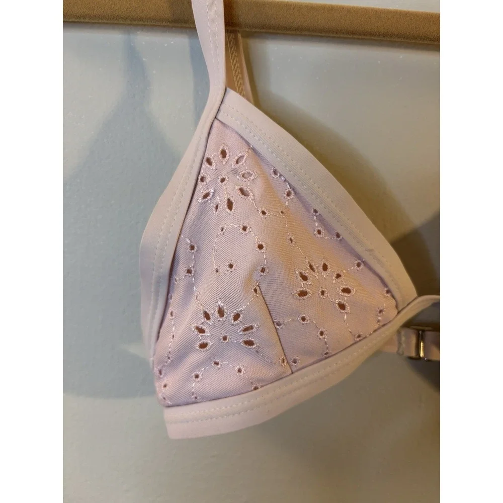 SALERO Baby‎ Pink Eyelet Triangle Bikini Top XS Beach Pool Resort